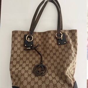 Gucci Tan and Brown GG Canvas Tote